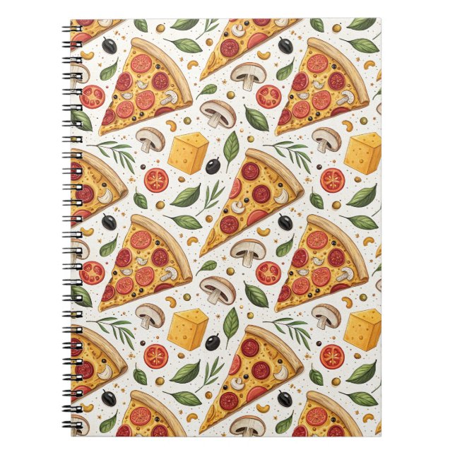 Pepperoni Pizza Lover Pattern - Fun Pizza Party Notebook (Front)