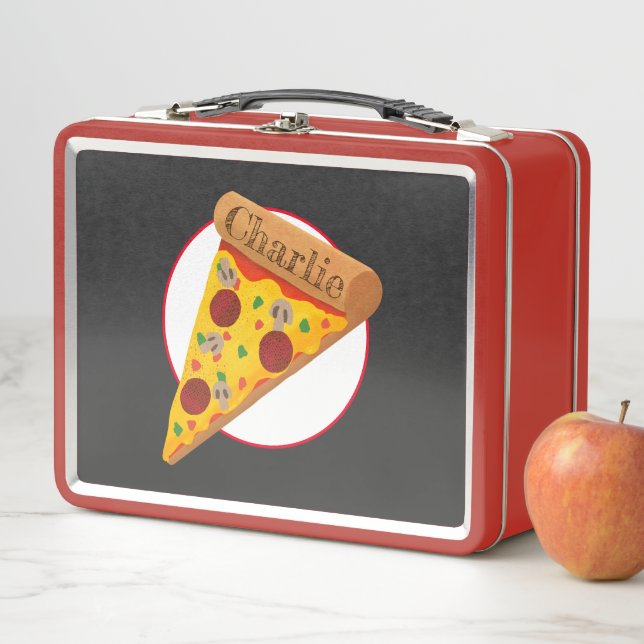 Pepperoni pizza  metal lunch box (In Situ)