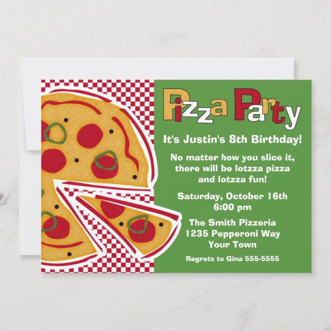 Pepperoni Pizza Party Invitation (Front)