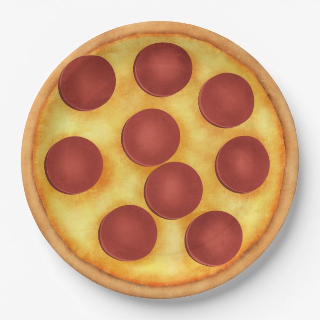 Pepperoni Pizza Party Paper Plate (Front)