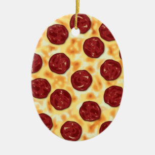 Pepperoni Pizza Pattern Ceramic Tree Decoration