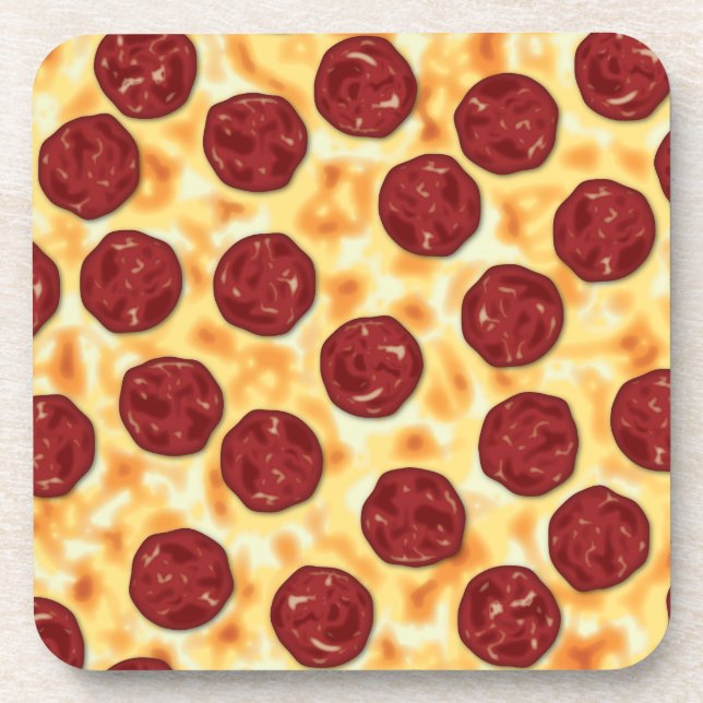 Pepperoni Pizza Pattern Coaster (Front)