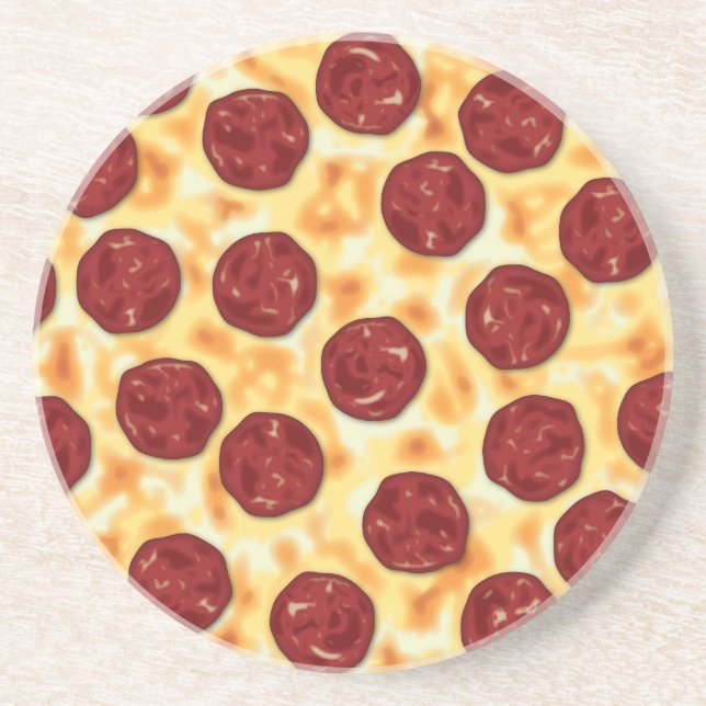 Pepperoni Pizza Pattern Coaster (Front)
