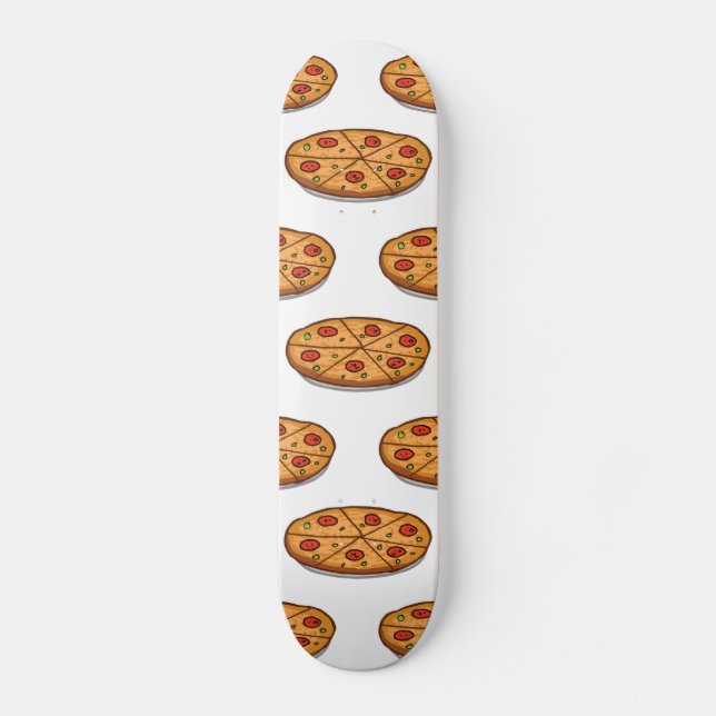 Pepperoni Pizza Pattern; Italian Food Skateboard (Front)