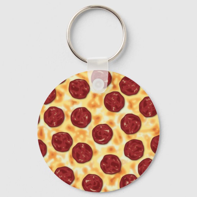 Pepperoni Pizza Pattern Key Ring (Front)