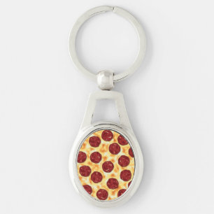 Pepperoni Pizza Pattern Key Ring