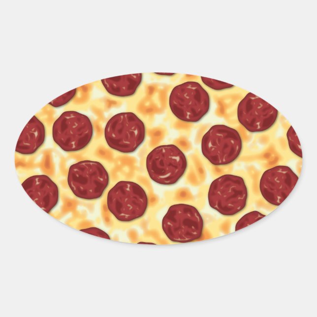 Pepperoni Pizza Pattern Oval Sticker (Front)