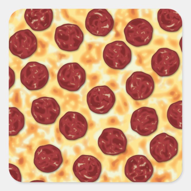 Pepperoni Pizza Pattern Square Sticker (Front)
