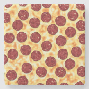 Pepperoni Pizza Pattern Stone Coaster