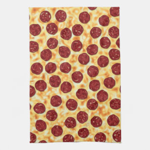 Pepperoni Pizza Pattern Tea Towel