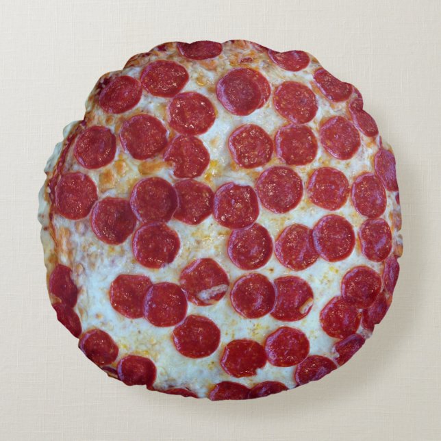 Pepperoni Pizza Photo Round Cushion (Front)