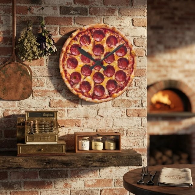 Pepperoni Pizza Round Clock (Creator Uploaded)