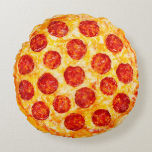 pepperoni pizza round throw pillow