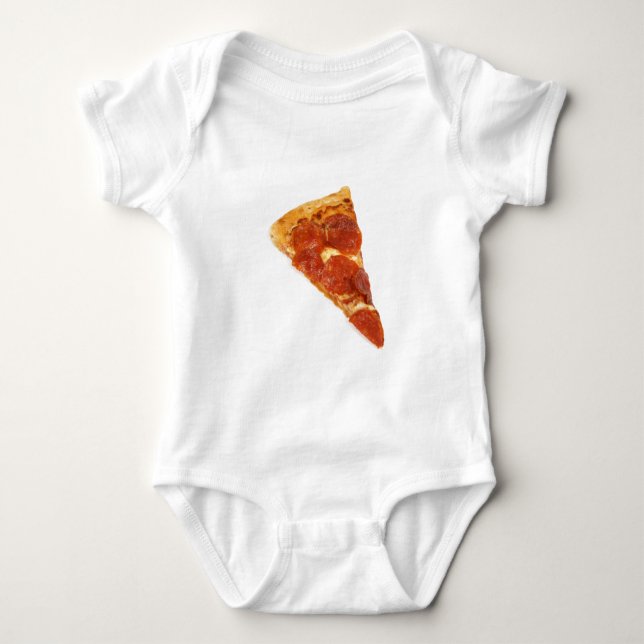 Pepperoni Pizza Slice Baby Bodysuit (Front)