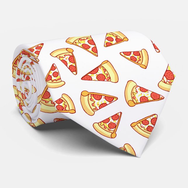 Pepperoni Pizza Slice Drawing Pattern Necktie (Rolled)