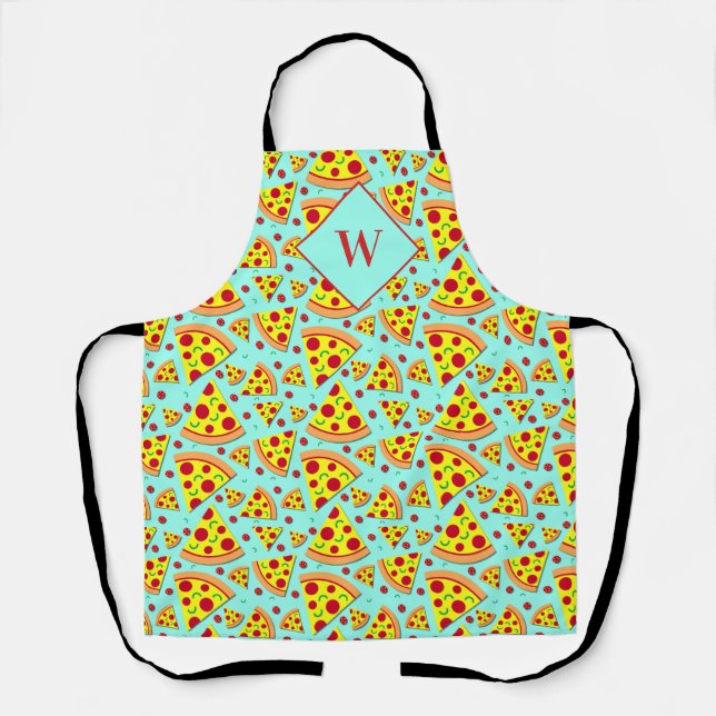 Pepperoni Pizza Slices Fun Pizzeria Chef Pattern Apron (Front)