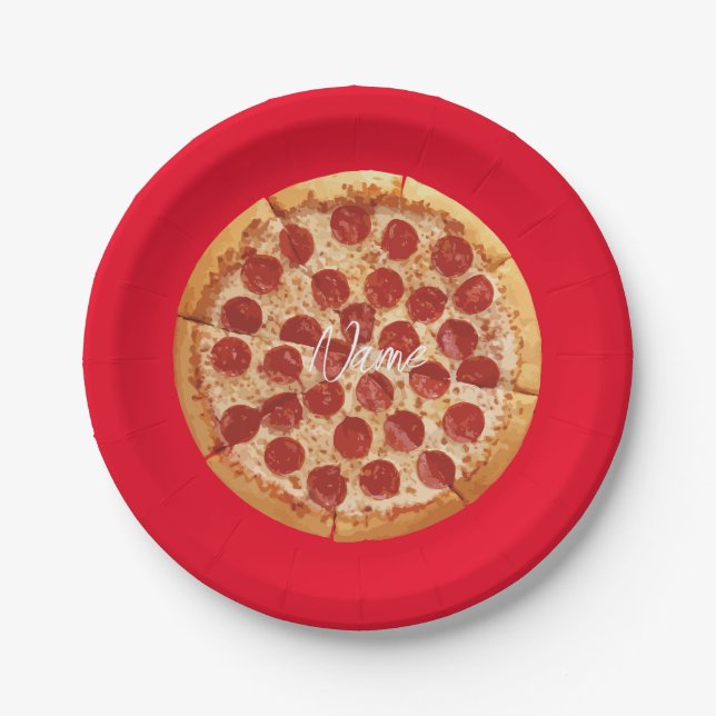 Pepperoni Pizza Thunder_Cove Paper Plate (Front)