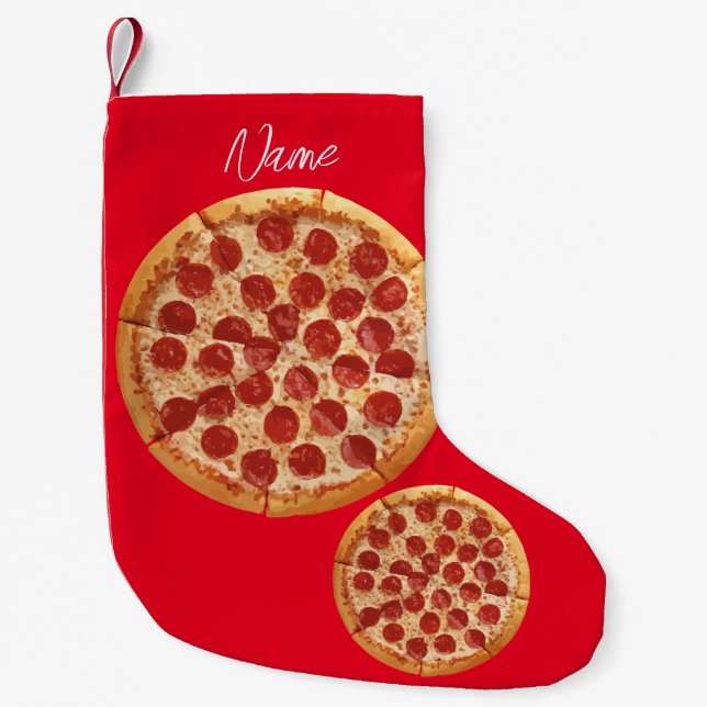 Pepperoni Pizza Thunder_Cove Small Christmas Stocking (Front)