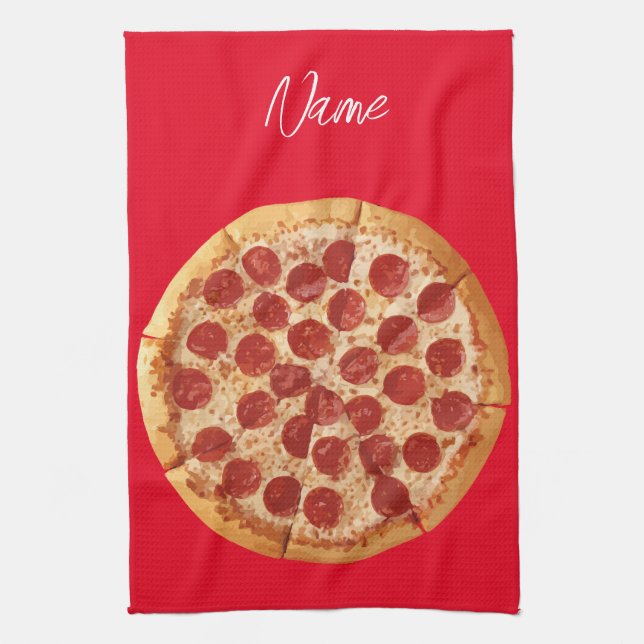 Pepperoni Pizza Thunder_Cove Tea Towel (Vertical)