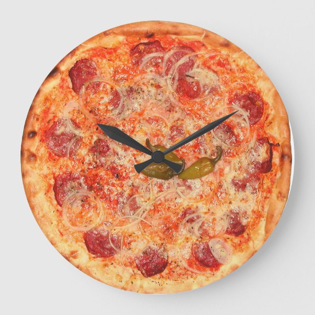 Pepperoni Pizza Time Large Clock (Front)