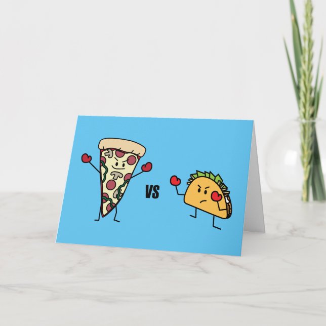 Pepperoni Pizza VS Taco: Mexican versus Italian Thank You Card (Front)
