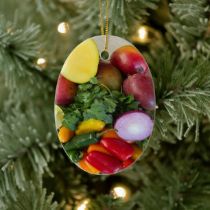 Peppers, Cilantro, Onions Ceramic Tree Decoration