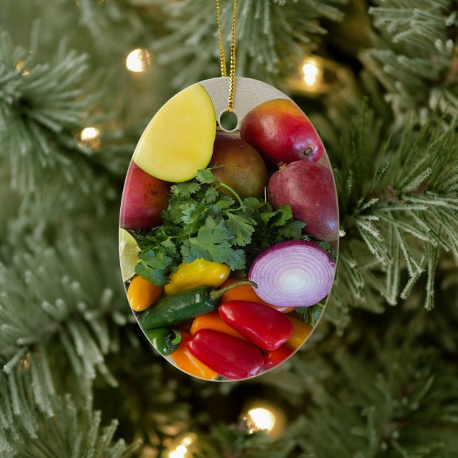 Peppers, Cilantro, Onions Ceramic Tree Decoration (Tree)