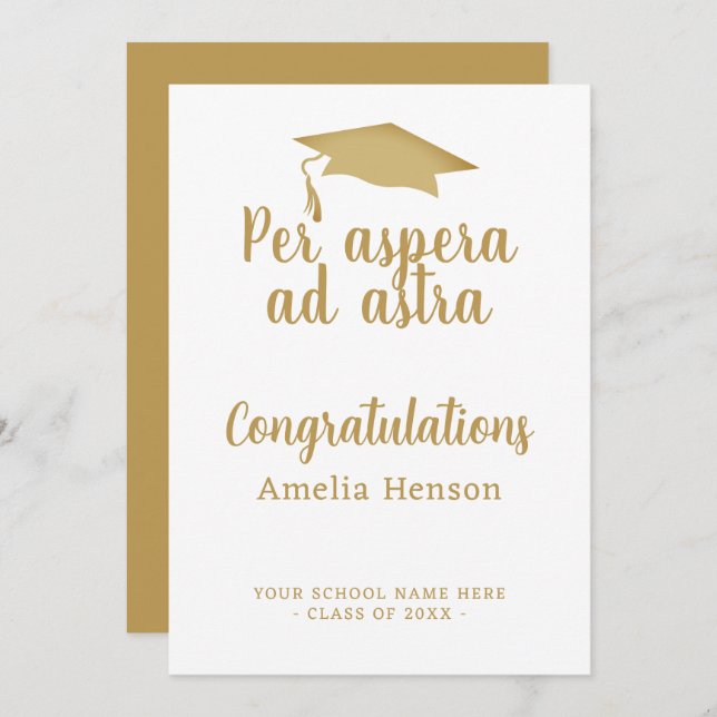 Per aspera ad astra Latin Congrat Graduation Cap Card (Front/Back)