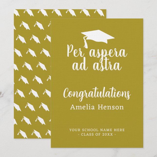 Per aspera ad astra Latin Congrat Graduation Cap Card (Front/Back)