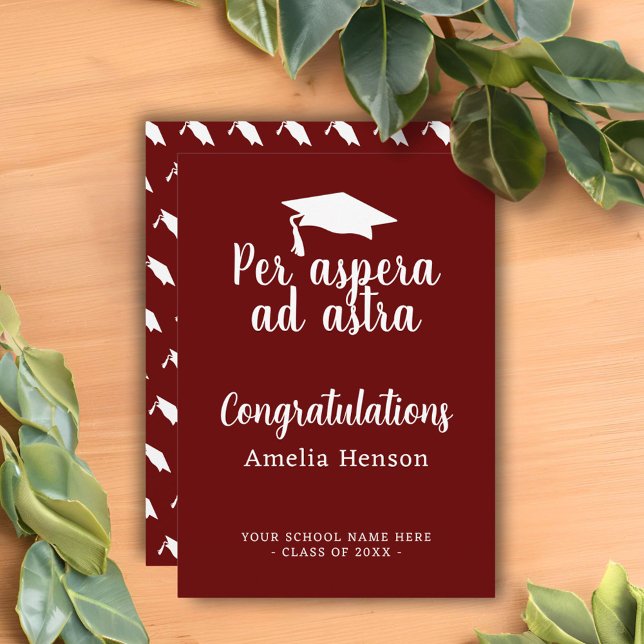 Per aspera ad astra Latin Congrat Graduation Cap Card (Creator Uploaded)