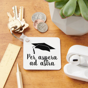 Per aspera ad astra Latin Quote Black Graduation Key Ring