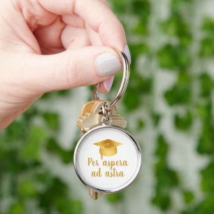 Per aspera ad astra Latin Quote Hat Graduation  Key Ring