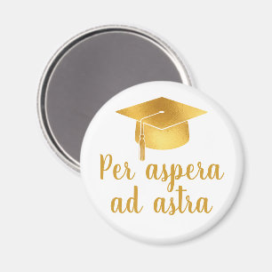 Per aspera ad astra Latin Quote Hat Graduation  Magnet