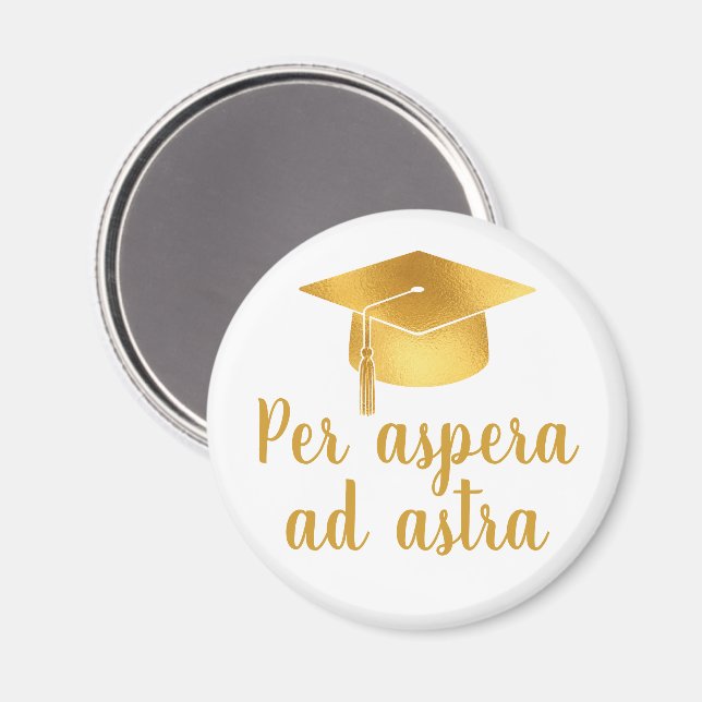 Per aspera ad astra Latin Quote Hat Graduation  Magnet (Front/Back)