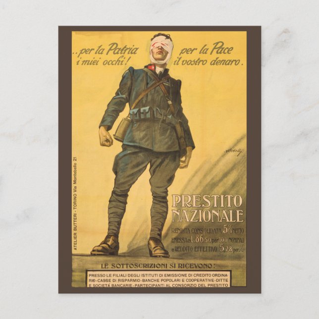 Per la Patria i miei occhi! Per la Pace il vostro Postcard (Front)
