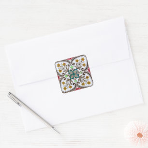 Peranakan Floral Tiles Square Sticker