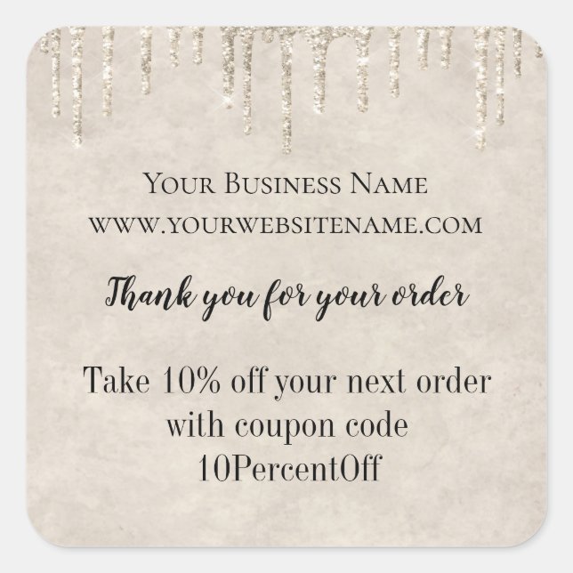 Percent Off Coupon Business Stickers Glitter Drips (Front)