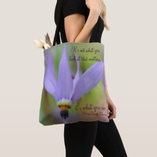 Perception Inspirational Quote Purple Flower  Tote Bag