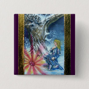 PERCEVAL AND VISION OF THE HOLY GRAIL 15 CM SQUARE BADGE