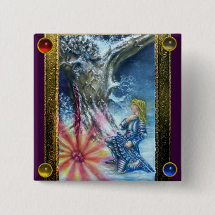 PERCEVAL AND VISION OF THE HOLY GRAIL 15 CM SQUARE BADGE