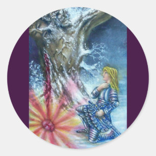 PERCEVAL AND VISION OF THE HOLY GRAIL CLASSIC ROUND STICKER