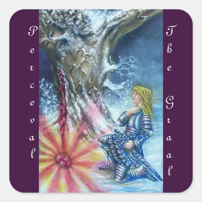PERCEVAL AND VISION OF THE HOLY GRAIL SQUARE STICKER (Front)