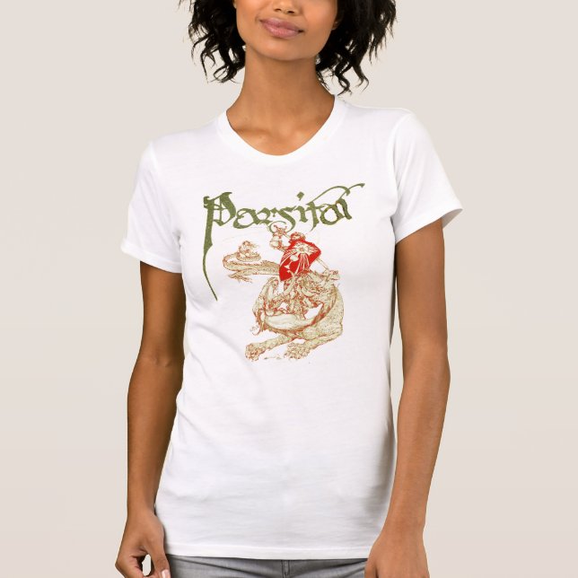 PERCEVAL FIGHTING DRAGON,QUEST HOLY GRAIL Fantasy T-Shirt (Front)