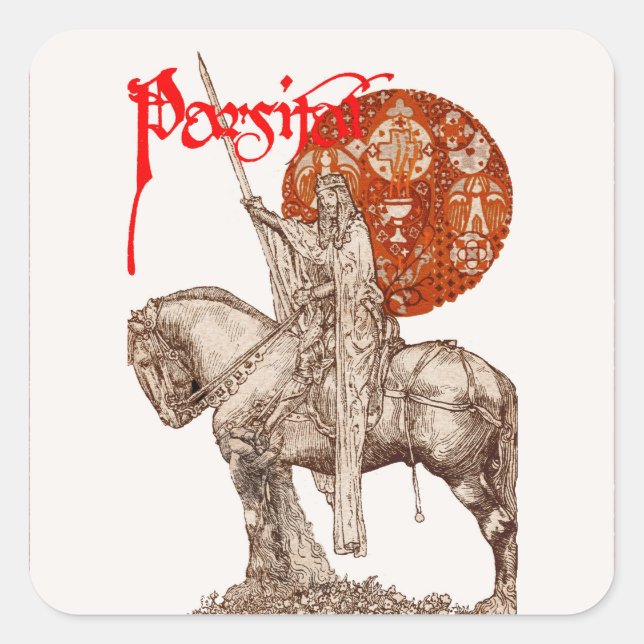 PERCEVAL LEGEND /QUEST OF THE HOLY GRAIL Red White Square Sticker (Front)