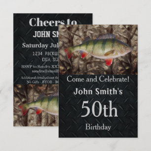 Perch Fishing Birthday Party Men's Invitations
