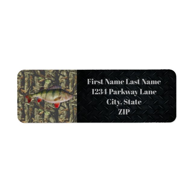 Perch Fishing Charter Camo Fish Sports Address  (Front)