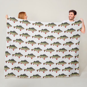 Perch Fishing Pattern Fleece Blanket