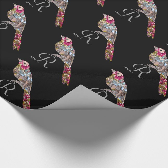 Perched Bird Monogram 6' Elegance Wrapping Paper (Corner)