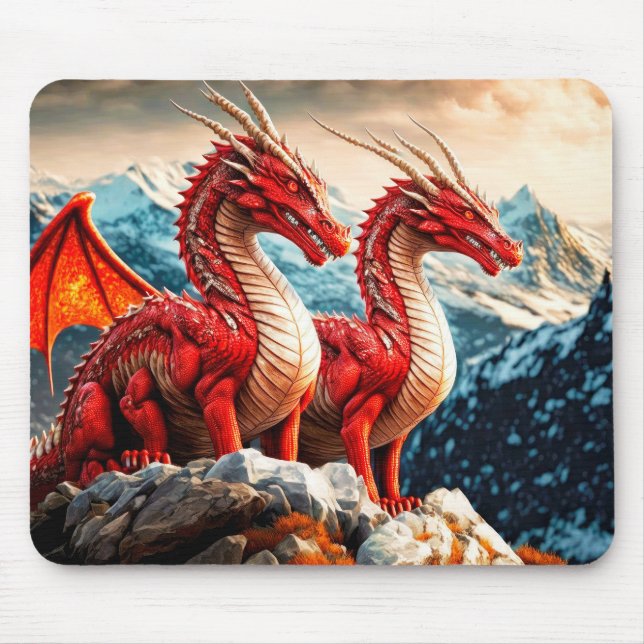 Perched Dragons Illustration Mouse Mat (Front)