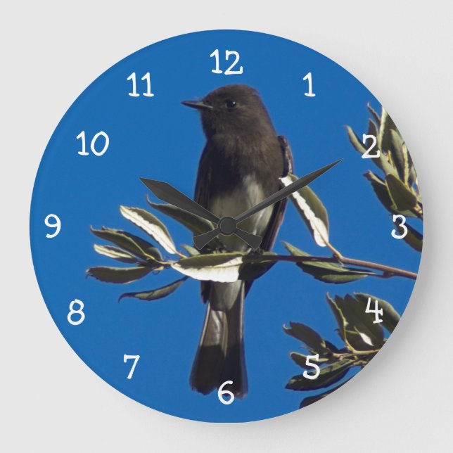 Perched Flycatcher Large Clock (Front)